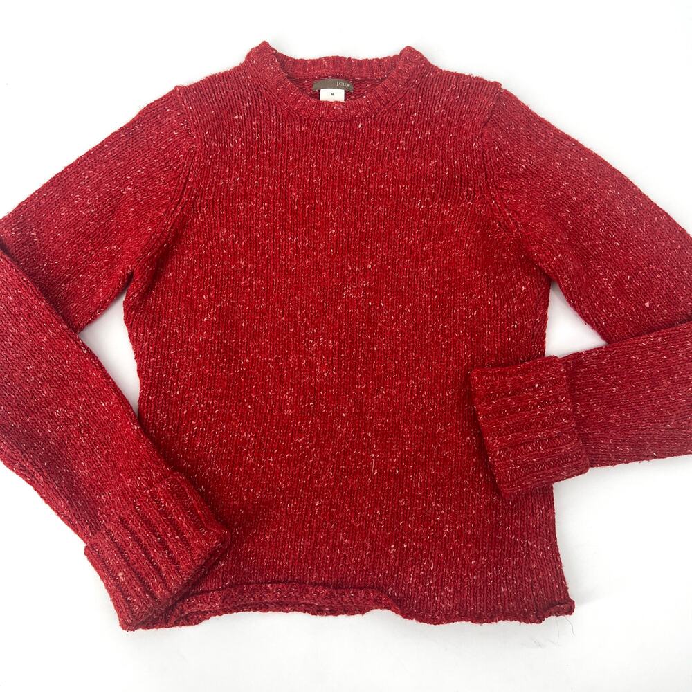 J. Crew Womens Red/Orange Wool Blend Crewneck Sweater Size M Preowned